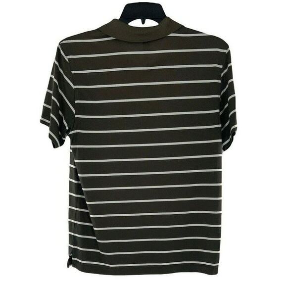 PGA Tour Airflux Polo Shirt Mens Medium Short Sleeve Striped Quarter Button Golf - Picture 2 of 8